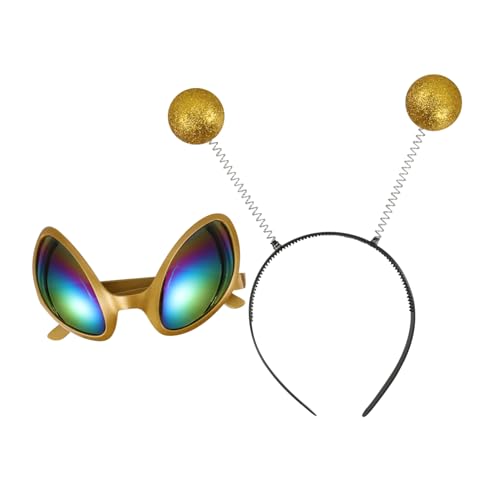 FRCOLOR 1Satz Alien Sonnenbrille mit Haarband Set Lustiges Party Kostümzubehör für Halloween Kostümpartys Kreative Brille Stirnband für Unvergessliche Feiern UV von FRCOLOR