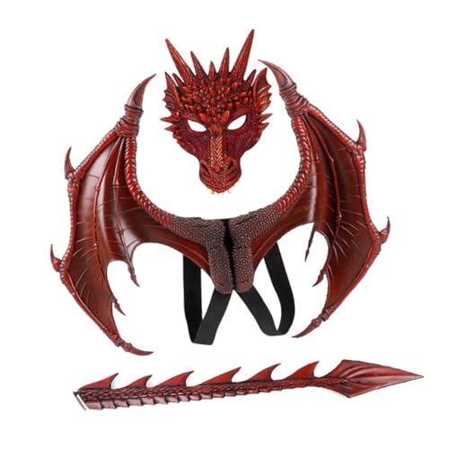 FRCOLOR 1Satz Drachenflügel Kostümset Für Teiliges Performance Rot Mit Maske Flügeln Halloween Karneval Cosplay Veranstaltungen Hochwertiges FRCOLOR 1Satz Drachenflügel Kostümset Für Teiliges Performance Rot Mit Maske Flügeln Halloween Karneval Cosplay Veranstaltungen Hochwertiges von FRCOLOR