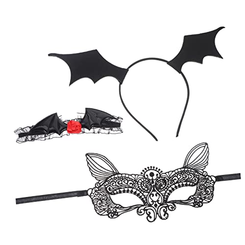 FRCOLOR 1Satz Halloween Fledermauskostüm Zubehör Mit Spitzenmaske Halskette Haarband Für Party Dekoration Kostümgestaltung von FRCOLOR