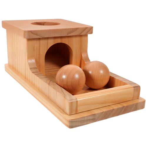 FRCOLOR 1Satz Holzkiste für Montessori Feinmotorik Objektpermanenzbox mit Bällen Lernspielzeug für Jahre Pädagogisches Holzspielzeug zur Entwicklung von FRCOLOR