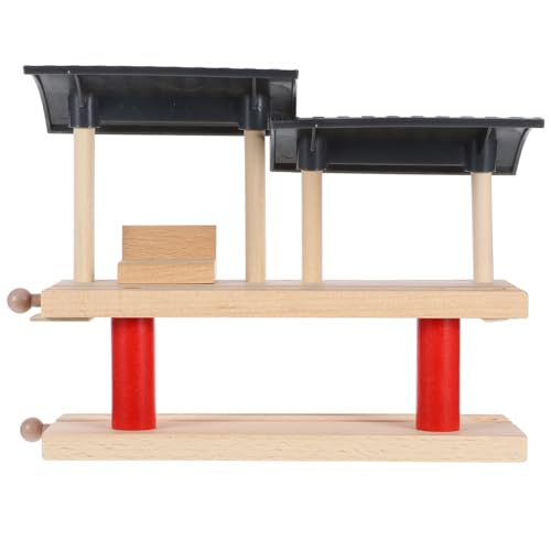 FRCOLOR 1Satz Holzspielzeug Eisenbahn Zubehör Doppelstöckiger für Holzschienen Kreatives für Interaktive Szenarien und Endlose Spielkombinationen von FRCOLOR
