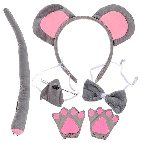 FRCOLOR 1Satz Kostüm Für Teiliges Graues Mäuse Mit Stirnband Handschuhen Für Partys Cosplay Süßes Accessoire Für Jungen von FRCOLOR
