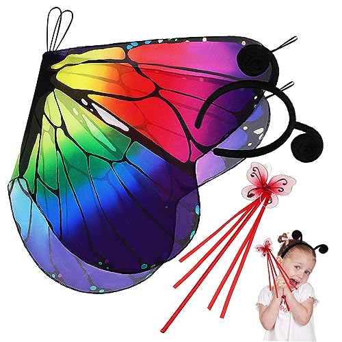 FRCOLOR 1Satz Schmetterlingsumhang Für Teiliges Halloween Kostüm Mit Schmetterlingsflügeln Umhang Stirnband Leuchtende Farben Bequemes Für Karneval von FRCOLOR