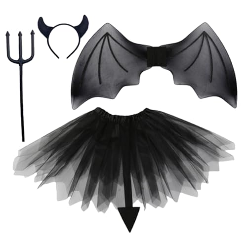FRCOLOR 1Satz Teufelskostüm für Teiliges Cosplay Zubehör mit Teufelsrock Stirnband für Halloween Themenpartys Schulaufführungen für Körpergrößen FRCOLOR 1Satz Teufelskostüm für Teiliges Cosplay Zubehör mit Teufelsrock Stirnband für Halloween Themenpartys Schulaufführungen für Körpergrößen von FRCOLOR