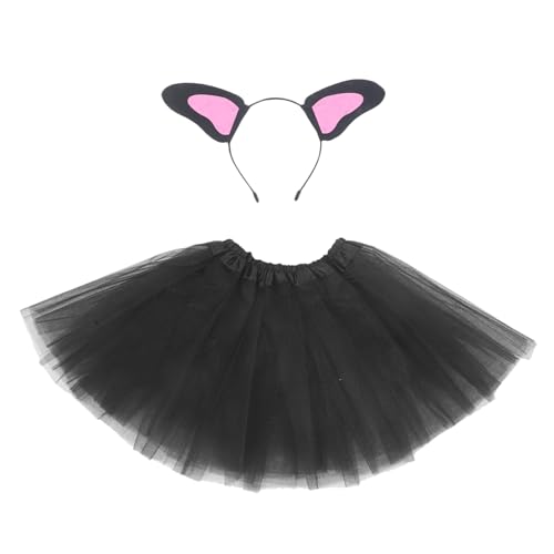 FRCOLOR 1Satz Tierohren Stirnband Und Rock Cosplay Zubehör Für Schwarzes Für Maskerade Halloween Und Partys Aus Hochwertigem Leichtem Material von FRCOLOR