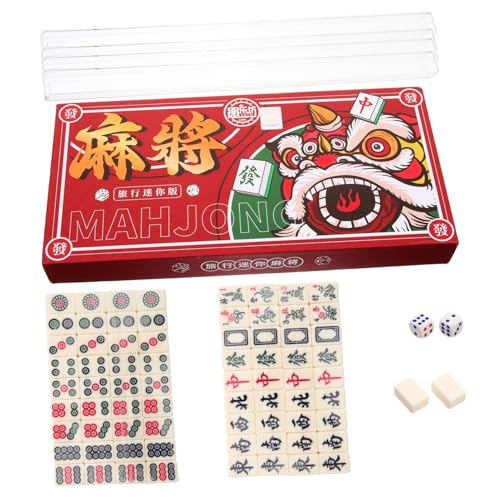 FRCOLOR 1Satz Tragbares Mini Mahjong Set Kompaktes Reisespiel für Unterwegs Traditionelles Chinesisches Mahjong für Ganze Familie für Partys und Freizeitaktivitäten von FRCOLOR