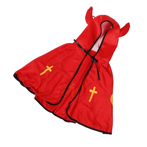 FRCOLOR 1Stück Kreatives Halloween Kostüm Für Roter Schwarzer Umhang Mit Hörnern Für Partys Bühnenaufführungen Langlebig Wahl Für Halloween Kinderkostüme von FRCOLOR