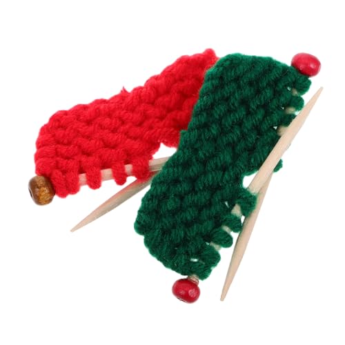 FRCOLOR 2stücke Mini Gestrickte Mütze Puppenhauszubehör Strickset Miniaturen Garn Winzige Strickmütze Handarbeit Puppe Spielzeug Ornament Häkelmütze Wolle Handwerk Pullover von FRCOLOR