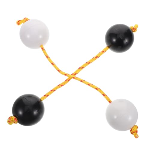 FRCOLOR 2 Paare Tragbares Afrikanisches Percussion Instrument Kleine Rhythmus Sandbälle Einhändig Bedienbar für Anfänger und Musiker mit Komfortablem Griff in Schwarz und Weiß von FRCOLOR