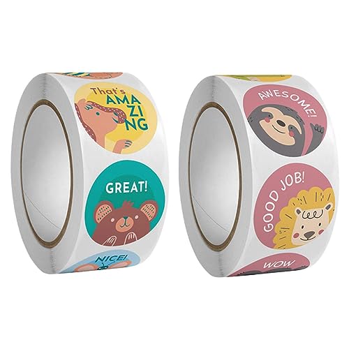 FRCOLOR 2 Rollen Belohnungssticker Cartoon Aufkleber Motivationsaufkleber für Lehrer und Eltern Kleine Positive Sticker Belohnung im Klassenzimmer von FRCOLOR