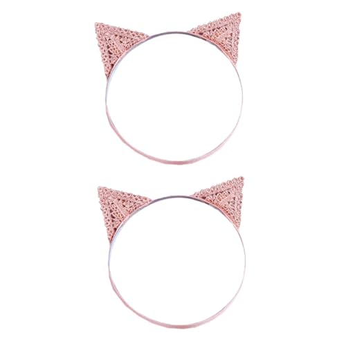FRCOLOR 2 STÜCK Haarreif Katzenohren Rosa Niedliches Haarschmuck Haarband für Mädchen Kleinkinder Süßes Stirnband Langlebig und Bequem von FRCOLOR