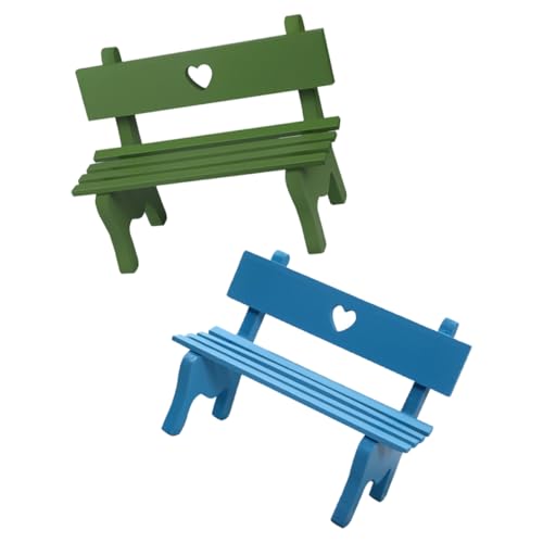 FRCOLOR 2 STÜCK Holzstuhl im für Puppenhaus Gartenmöbel oder Bürodekoration Militärgrün und Blau Robust und Gestaltet von FRCOLOR