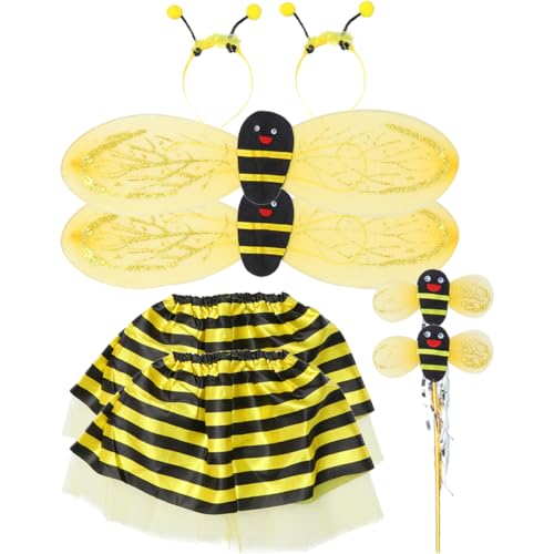 FRCOLOR 2 Satz Bienen Kostüm für Kinder Cosplay Requisiten mit Stirnband Rock Zauberstab und Flügel für Halloween und Partys von FRCOLOR