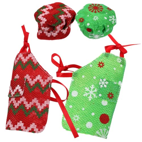 FRCOLOR 2 Sätze Doll Apron und Kochmütze Set für Puppen Abnehmbar Modisch Einfach Anzuziehen Weihnachts Dekoration Teiliges Miniatur Outfit für DIY Puppenkleidung und Foto Requisiten von FRCOLOR