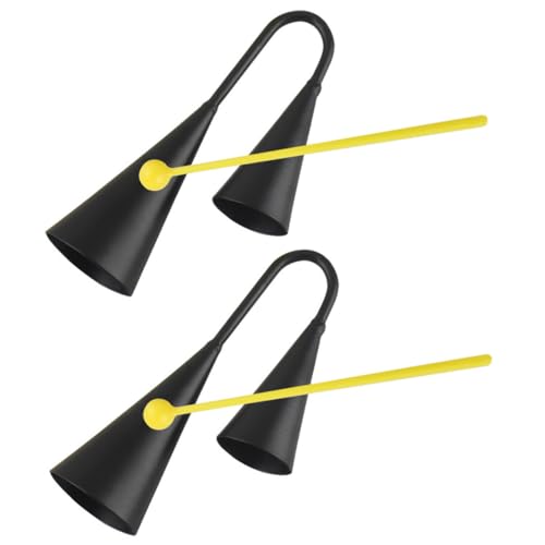 FRCOLOR 2 Sätze Doppel Kuhglocke aus Robustem mit Stöcken Langlebiges Percussion Instrument für Sicherer Halt durch Doppelohren Design Klarer Klang für Rock und Latin Musik von FRCOLOR
