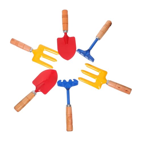 FRCOLOR 2 Sätze Gartenspielzeug Bunte Kleine Holzschaufeln Leicht und Robust für Gartenarbeit und Bodenlockerung für Mädchen zum Unkrautjäten und Pflanzspaß im Freien von FRCOLOR