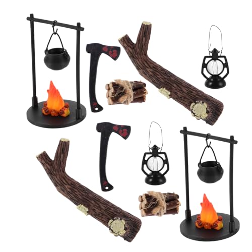 FRCOLOR 2 Sätze Hängender Ofen Holzstapel Modell Naturgetreue Outdoor Szene Accessoires für Mikrolandschaft und Kreatives Spiel von FRCOLOR