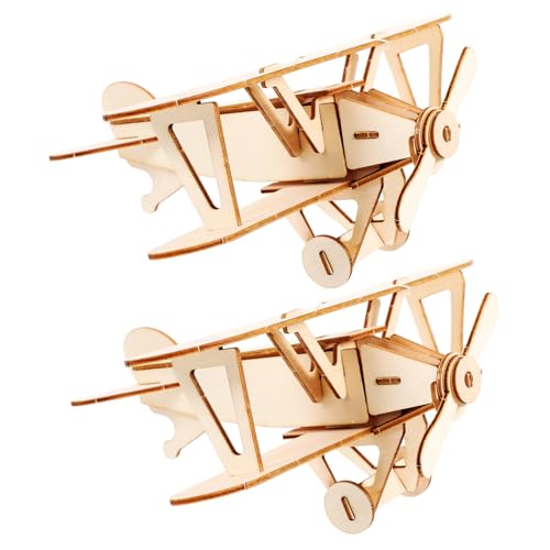 FRCOLOR 2 Sätze Holzflugzeug Puzzle Bausatz DIY Modell Bauspielzeug aus Holz Handgefertigtes Lernspielzeug und Geschicklichkeit Dekoratives Flugzeug für Zuhause und Büro von FRCOLOR