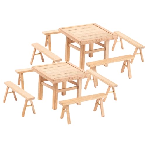 FRCOLOR 2 Sätze Holzspielzeug Tisch und Stühle Modell DIY Holzpuzzle Miniatur Puppenhaus Möbel Bausatz Spaß Montage Konstruktionsspielzeug Holzmöbel von FRCOLOR