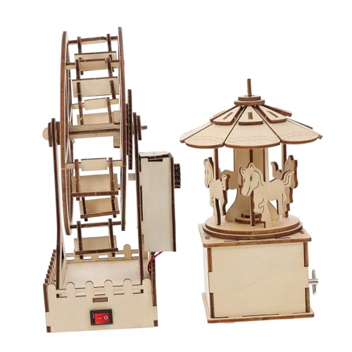 FRCOLOR 2 Sätze Holzspielzeug Wissenschaftliches Puzzle Holzmechanik Lernspielzeug Kreatives Bauspielzeug Konzentration und Kreativität Geeignet für Jungen und Mädchen von FRCOLOR