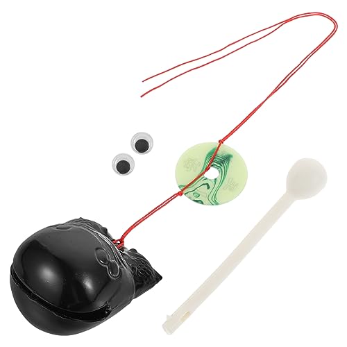 FRCOLOR 2 Sätze Kleines Kunststoff Tempelholz Percussion Instrument Tragbares Büro Entspannungs Stressabbauendes Feingeschliffenes und Langlebiges Holzfisch Design für Meditation und von FRCOLOR