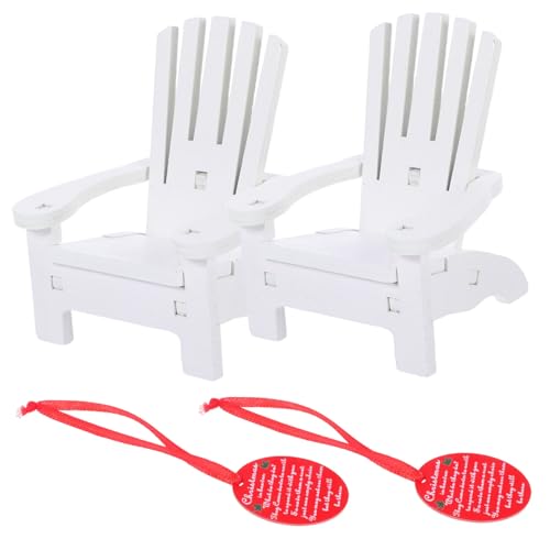 FRCOLOR 2 Sätze Maßstab Holz Puppenhaus Liegestuhl mit Weihnachtsdekoration Europäisches Design für Festliche Puppenhaus Deko und Strandkorb Szenen von FRCOLOR