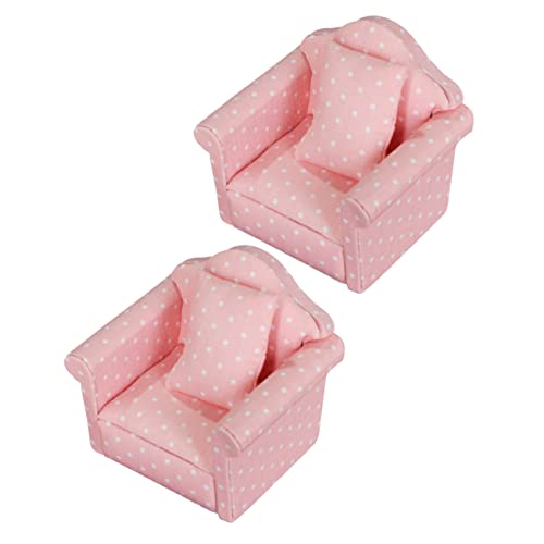 FRCOLOR 2 Sätze Maßstab Mini Sofa mit Kissen Kindgerechtes aus Hochwertigem Langlebig und Realistisch für Kinderzimmer und Kreative Spielszenen von FRCOLOR