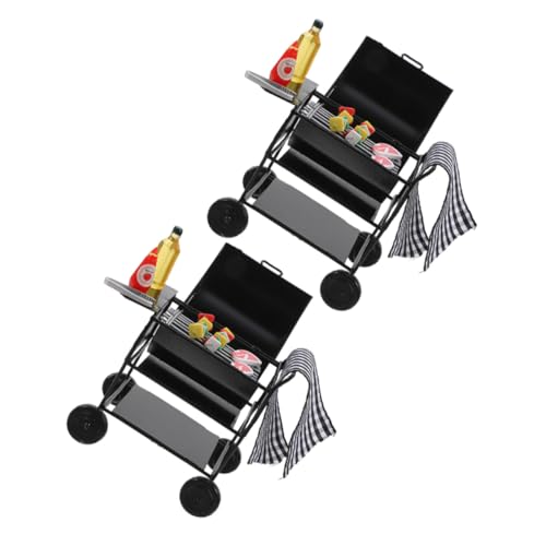FRCOLOR 2 Sätze Miniatur BBQ Grill aus Metall Detailreiches Mini Barbecue Modell für Puppenhaus Kompakt und Tragbar Interaktives Lernspielzeug für Fantasievolle Outdoor Rollenspiele von FRCOLOR