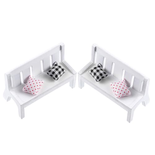 FRCOLOR 2 Sätze Miniatur Gartenmöbel Deko Kleine Mini Bänke Miniaturmöbel Modelle für Puppenhaus DIY Zubehör von FRCOLOR
