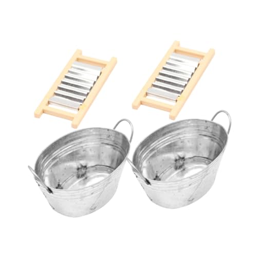 FRCOLOR 2 Sätze Miniatur Puppenhaus Blechwaschbecken und Waschbrett Set Teilig Authentisches Miniatur Zubehör für Puppenmöbel Realistische Baddekoration Langlebige und Holzkonstruktion für FRCOLOR 2 Sätze Miniatur Puppenhaus Blechwaschbecken und Waschbrett Set Teilig Authentisches Miniatur Zubehör für Puppenmöbel Realistische Baddekoration Langlebige und Holzkonstruktion für von FRCOLOR