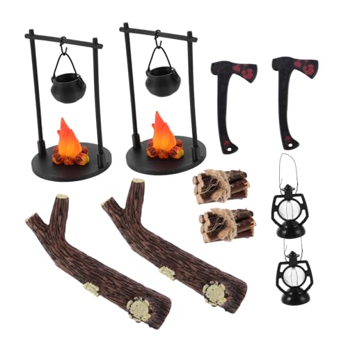 FRCOLOR 2 Sätze Miniatur Puppenhaus Ofen Holzstapel Set Realistische Outdoor Landschaftsdekoration Vielseitige Mikro Szene Accessoires für Kreative Spiel und Sammelobjekte von FRCOLOR