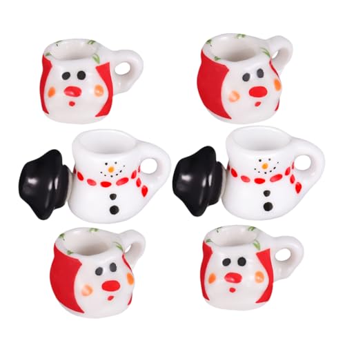 FRCOLOR 2 Sätze Miniatur Schneemann Teeset Kleine Porzellan Teekannen Und Tassen Für Puppenhaus Weihnachtsdeko Und Rollenspiel Zubehör von FRCOLOR