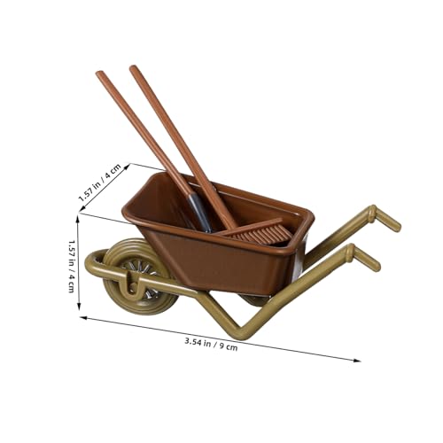 FRCOLOR 2 Sätze Miniatur Schubkarre Modell aus Langlebigem PP Detailreiche Mini Garten Deko für Puppenhaus Wetterfestes Micro Landschafts Werkzeug Teiliges Farblich von FRCOLOR