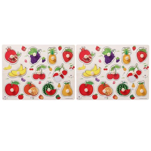 FRCOLOR 2 Sätze Obst Holzpuzzle Lernspielzeug Kreatives Früchte Jigsaw für Vorschulkinder Ab Jahren Leicht Langlebig und Fördert Spielerisch Feinmotorik und Denkvermögen von FRCOLOR