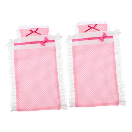 FRCOLOR 2 Sätze Puppenhaus Bettwäsche Set Miniatur Kissen Decke Puppenbett Zubehör für Puppenbett Schlafzimmer Dekoration mit Charmanten Mustern und Weichem Stoff FRCOLOR 2 Sätze Puppenhaus Bettwäsche Set Miniatur Kissen Decke Puppenbett Zubehör für Puppenbett Schlafzimmer Dekoration mit Charmanten Mustern und Weichem Stoff von FRCOLOR