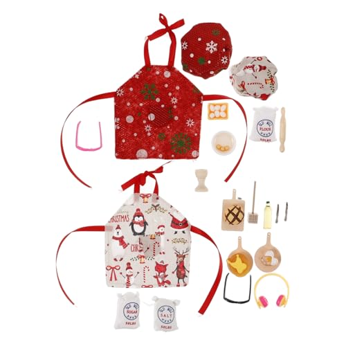 FRCOLOR 2 Sätze Puppenhaus Zubehör Miniatur Backset Weihnachts Backthema Realistische Miniatur Küchenaccessoires Leichte DIY Puppenhaus Deko Detailreich Gefertigt aus Holz und Polyester von FRCOLOR