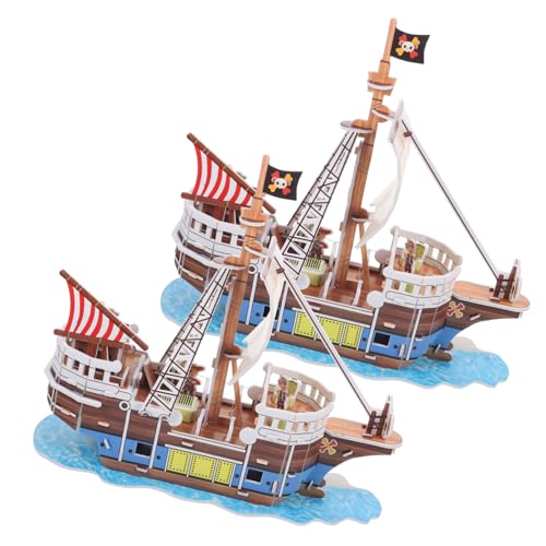 FRCOLOR 3D Papier Piratenschiff Puzzle Bausatz für Erwachsene und Kinder Selbst Zusammenbaubares Segelboot Spielzeug Einzigartige Bastelidee für Kreative Köpfe von FRCOLOR