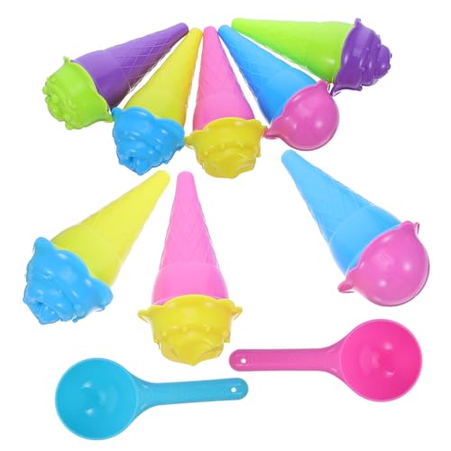 FRCOLOR 2 Sätze Sandspielzeug Eiscreme Sandformen aus Lebensmittelechtem Kunststoff Sandlöffel für Strand Sandkasten Indoor Outdoor Spielspaß von FRCOLOR