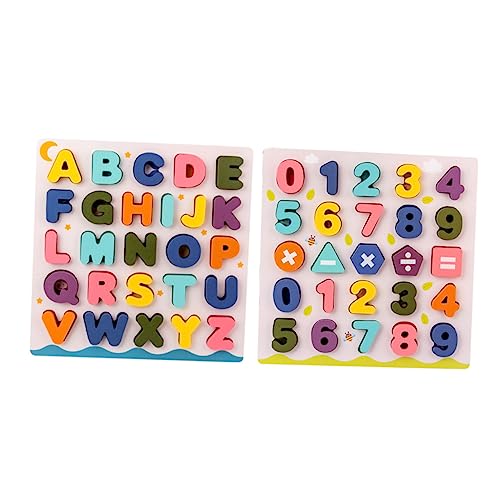 FRCOLOR 2 Sätze Teiliges Holz Puzzle für Pädagogisches Lernspielzeug mit Buchstaben und Zahlenformen Interaktives Alphabet und Zahlen Erkennungsspielzeug für Vorschulkinder und von FRCOLOR