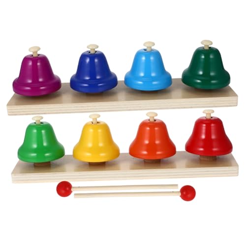 FRCOLOR 2 Satz Holzspielzeug Percussion Instrument Teilig mit Bunten Glocken Sicherer Holzklang für Frühkindliche Fördert Hand Auge koordination und Motorische Fähigkeiten von FRCOLOR
