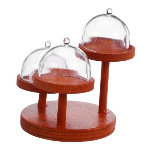 FRCOLOR 2 Satz Miniatur Kuchenständer mit Holzständer und Abnehmbarem Haube Stöckiger Puppenhaus Desserttisch für Miniatur Food Display und Tee Party Dekoration von FRCOLOR