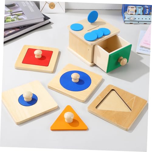 FRCOLOR 2 Satz Montessori Holzspielzeug Geometrische Blöcke Sicher Ab Jahr Lernspielzeug Hand Auge Koordination und Formenerkennung für Kleinkinder Jungen Mädchen von FRCOLOR