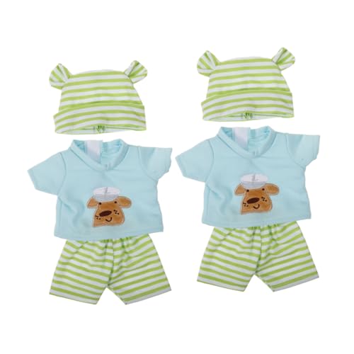 FRCOLOR 2 Satz Puppenkleidung mit Hut und Shorts Baumwoll Gestreifte Outfits Tragbares für Vielseitige Verkleidung für Rollenspiele und Puppenmode von FRCOLOR