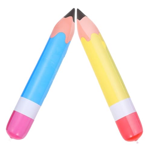 FRCOLOR 2 Stück Aufblasbare Jumbo Bleistift Deko Große Aufblasbare Buntstiftballons in Gelb und Blau Wiederverwendbare Schulanfangsdekoration für Klassenräume und Schulveranstaltungen von FRCOLOR