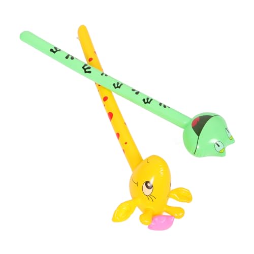 FRCOLOR 2 Stück Aufblasbare Tierköpfe mit Langen Stäben Frosch Giraffe für Kindergeburtstag Valentinstag Austauschgeschenke Indoor Outdoor Spaß von FRCOLOR