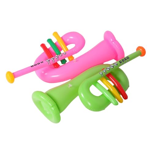 FRCOLOR 2 Stück Aufblasbare Trompete PVC Musikinstrument Leicht Tragbar Lustige Party Dekoration Bühnenrequisite für Mädchen Jungen von FRCOLOR