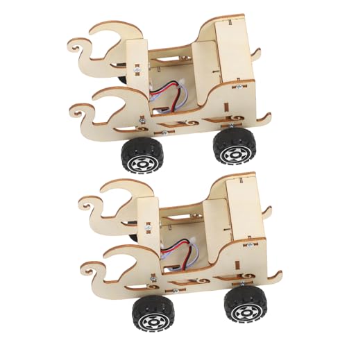 FRCOLOR 2 Stück DIY Stem Auto Bausatz Holzmodell mit Sprachsteuerung Kindersicheres Ingenieurspielzeug Lernspiel für Mechanische Elektronik Fördert Wissenschaftsverständnis und Praktische von FRCOLOR