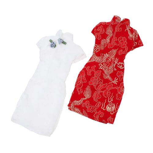 FRCOLOR Puppenkleidung 2 Stück Chinesisches Cheongsam für Puppen Vintage Spielzeug Outfit für Mädchen Austauschbares Kostüm 30cm Dekorative Puppenmode von FRCOLOR