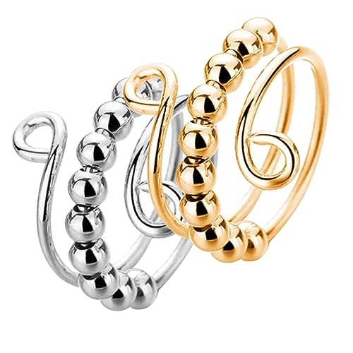 FRCOLOR 2 Stück Drehbare Stressringe aus Metall Verschleißfestes Zubehör zur Angstlinderung Kleine Chic Finger Ringe für Erwachsene zur Entspannung und Meditation FRCOLOR 2 Stück Drehbare Stressringe aus Metall Verschleißfestes Zubehör zur Angstlinderung Kleine Chic Finger Ringe für Erwachsene zur Entspannung und Meditation von FRCOLOR