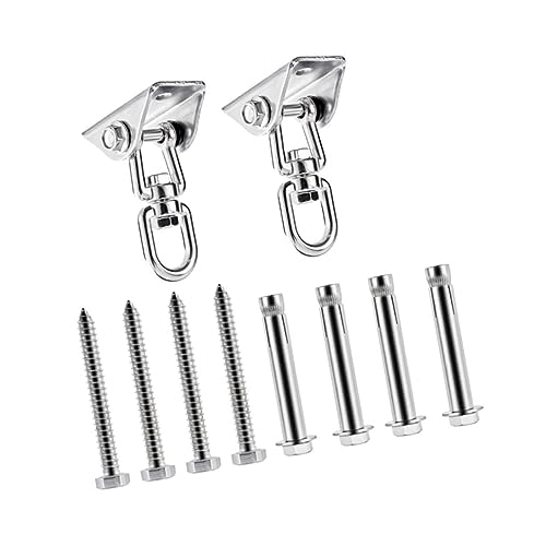 FRCOLOR 2 Stück Edelstahl Hammock Hook mit Drehbaren Schwerlast Haken Bolzenähnlichen Verbindungselement und Zementnägel für Sichere Befestigung von Hängesesseln und Hängematten Einfache von FRCOLOR